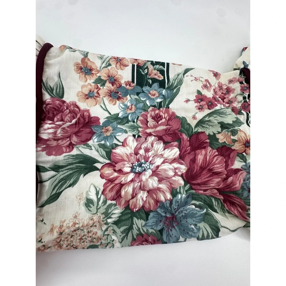 Croscill Floral Neck Roll Pillowcase Ruffled Bolster Cover Vintage Cottagecore